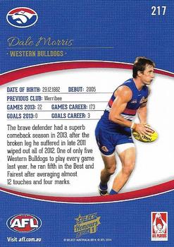 2014 Select AFL Honours Series 1 #217 Dale Morris Back